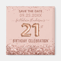 Pink Glitter 21st Birthday Save the Date