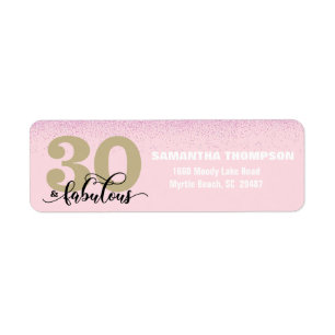 Pink Glitter 30 & Fabulous Return Address Label