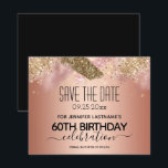 Pink Glitter 60th Birthday Save the Date Budget<br><div class="desc">Faux pink glitter paint stripe. All text is adjustable and easy to change for your own party needs. Great elegant 50th birthday template design.</div>