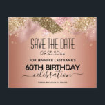 Pink Glitter 60th Birthday Save the Date Flyer<br><div class="desc">Faux pink glitter paint stripe. All text is adjustable and easy to change for your own party needs. Great elegant 60th birthday template design.</div>