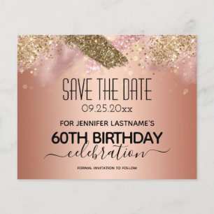 Pink Glitter 60th Birthday Save the Date Flyer