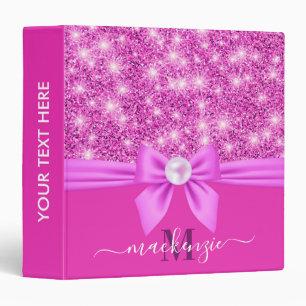 Pink Glitter and Bow Binder