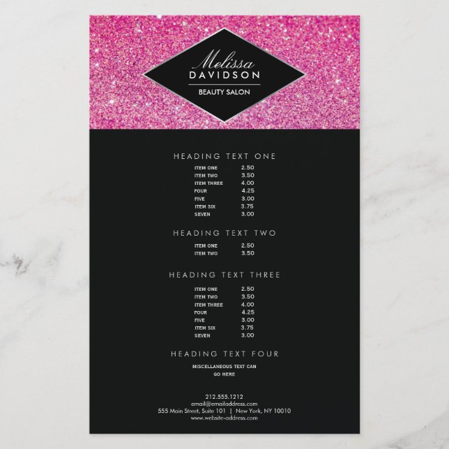 Pink Glitter and Glamour Beauty Flyer (Front)