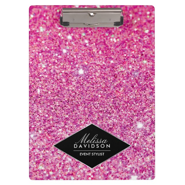 Pink Glitter and Glamour Beauty Personalized Clipboard (Front)