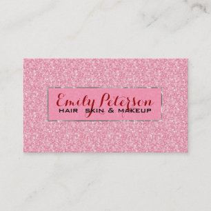 Pink Glitter And Metallic Silver Accents Business Card