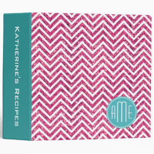 Pink Glitter and Mint Custom Monogram Binder