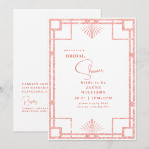 Pink Glitter Art Deco Briidal Shower Invitation