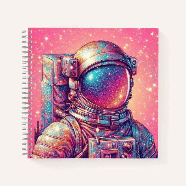 Pink Glitter Astronaut Notebook. Notebook (Front)