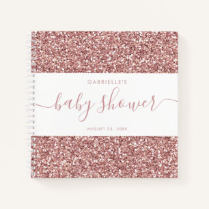 Pink Glitter Baby Shower Guestbook Memory Notebook