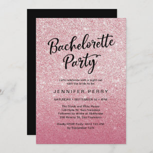 Pink glitter Bachelorette Party Invitation