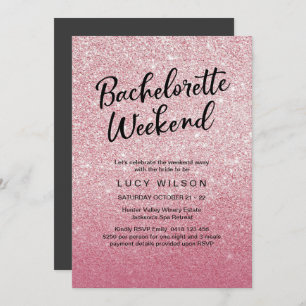 Pink Glitter Bachelorette Weekend Invitation