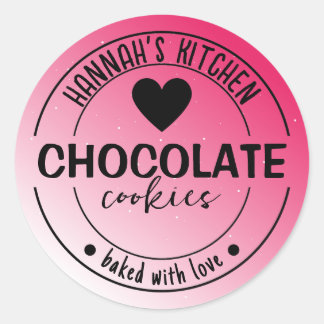 Pink Glitter Background Item Label Baked with Love