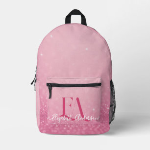 Pink Glitter Backpack with Initials & Name
