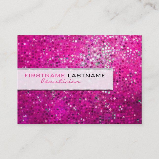 Pink Glitter Beautician Business Card (Front)