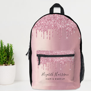 Pink Glitter Beauty Business Printed Backpack