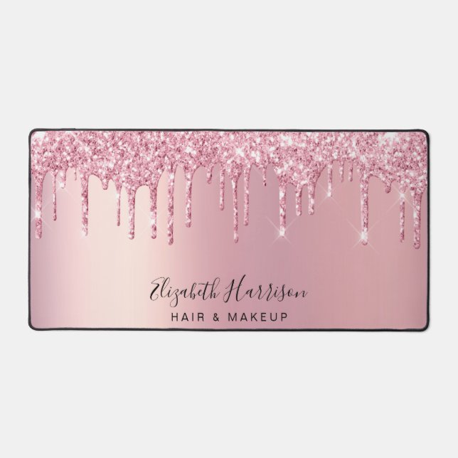 Pink Glitter Beauty Services Desk Mat (Front)