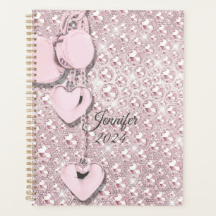 Pink Glitter Blush Drips Monogram 2024 Planner