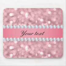 Pink Glitter Bokeh and Diamonds Personalized