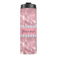 Pink Glitter Bokeh and Diamonds Personalized