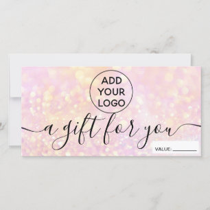 Pink glitter bokeh chic grilylogo gift certificate