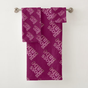 Pink Glitter Boss Babe Bath Towel Set