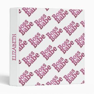 Pink Glitter Boss Babe Binder
