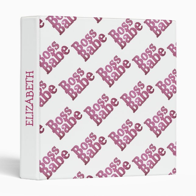 Pink Glitter Boss Babe Binder (Front/Spine)