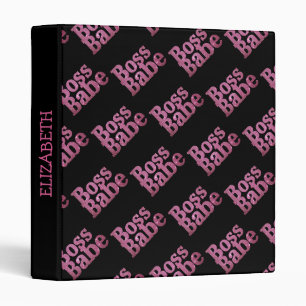 Pink Glitter Boss Babe Binder