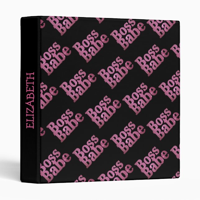 Pink Glitter Boss Babe Binder (Front/Spine)