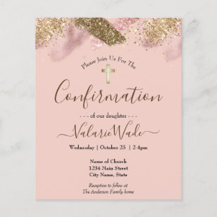 Pink Glitter Budget First Confirmation Flyer