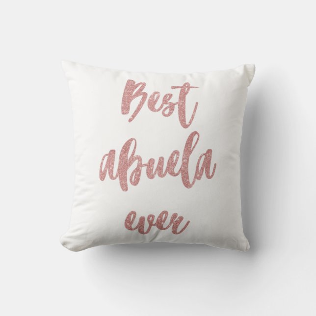 Pink Glitter Calligraphy Best Abuela Ever Photo Throw Pillow (Front)