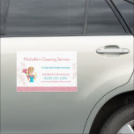 Pink Glitter Cartoon Maid House Cleaning Service Car Magnet<br><div class="desc">Cute Pink Glitter Cartoon Duster Maid House Cleaning Service Business Car magnet. Perfect for promoting your cleaning business on the go! Personalize this with your own name and details to make it your own.</div>