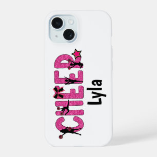 Pink Glitter Cheerleader Personalized iPhone 15 Case
