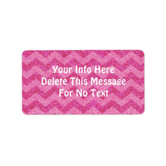 pink glitter chevron zig zag sparkles label