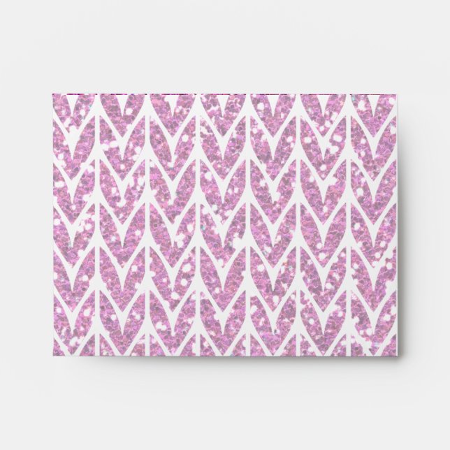 Pink Glitter Chevrons Knit Pattern Print Envelopes (Front)