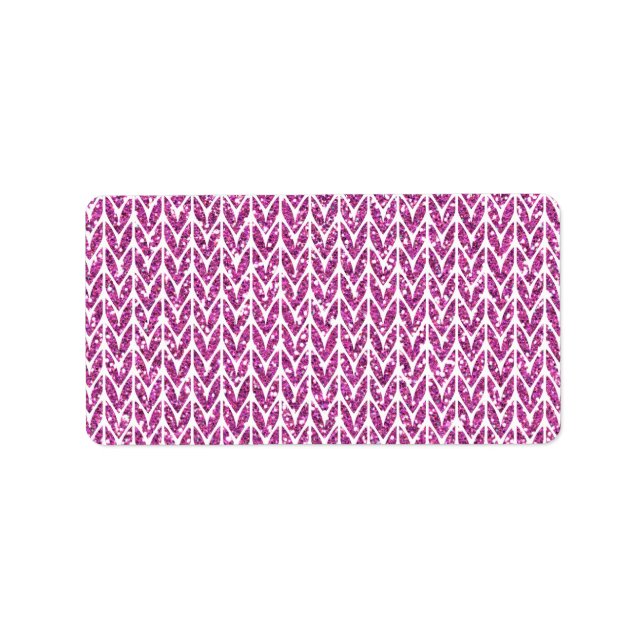 Pink Glitter Chevrons Knit Pattern Print Label (Front)
