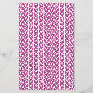Pink Glitter Chevrons Knit Pattern Print Stationery