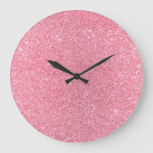Pink glitter, Christmas abstract texture. Large Clock