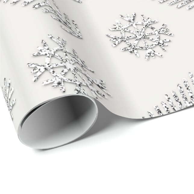 Pink  Glitter Christmas Tree Holidays Snowflakes Wrapping Paper (Roll Corner)