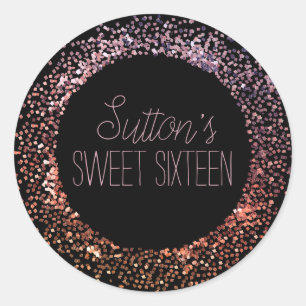 Pink Glitter Circle Classic Round Sticker