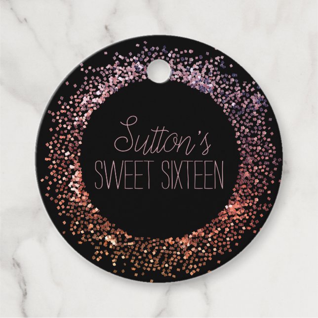 Pink Glitter Circle Favour Tags (Front)