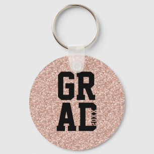 Pink Glitter Class of Graduation Keepsake Key Keychain