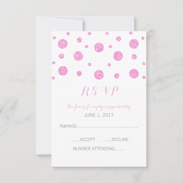 Pink Glitter Confetti Response Card (Front)
