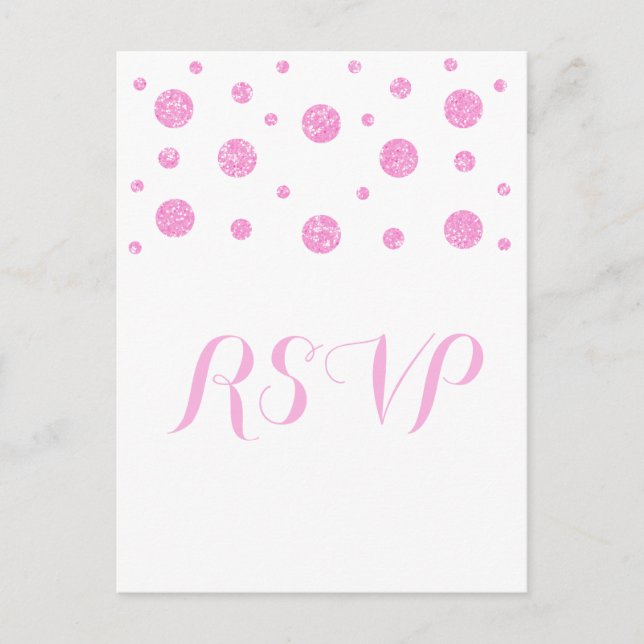 Pink Glitter Confetti Response Postcard (Front)