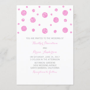 Pink Glitter Confetti Wedding Invite