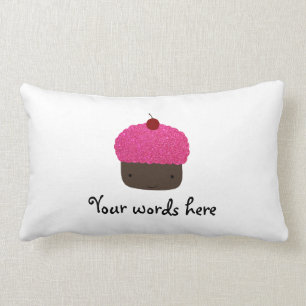Pink glitter cupcake lumbar pillow