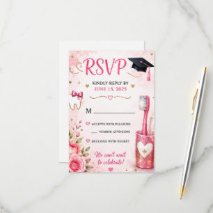 Pink Glitter Dental Hygienist RSVP Card   Future R
