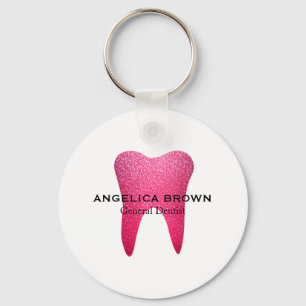 Pink Glitter Dental Keychain