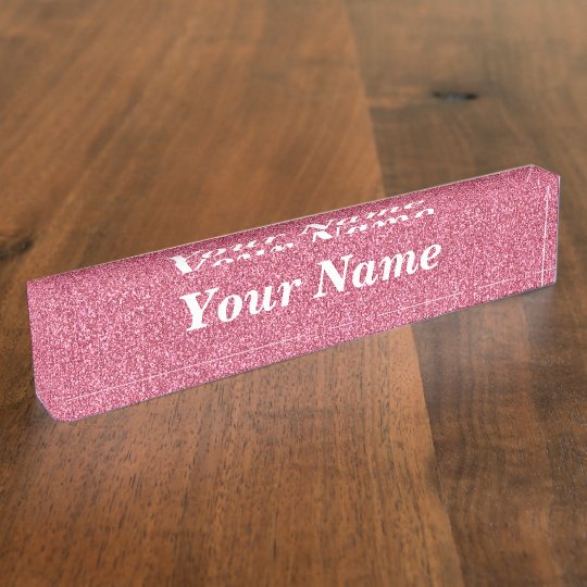 Pink Glitter Desk Name Plate