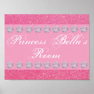 Pink Glitter Diamond Princess Room Personalized Poster
